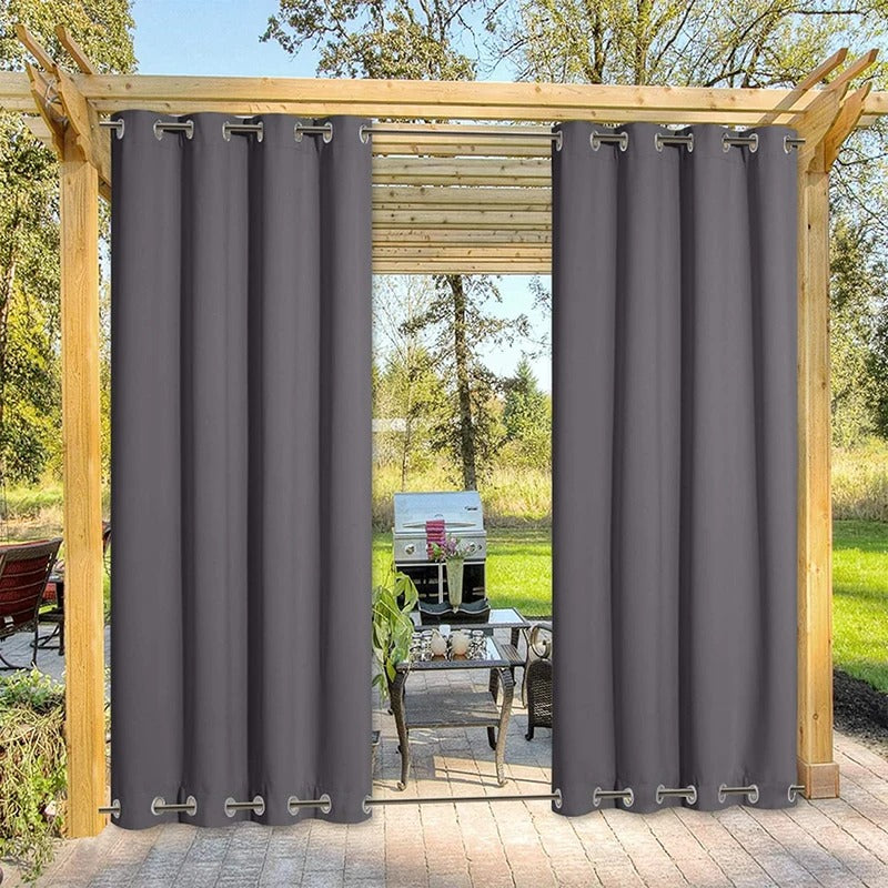 Top & Bottom Grommet Windproof Outdoor Curtains for Patio 1 Panel